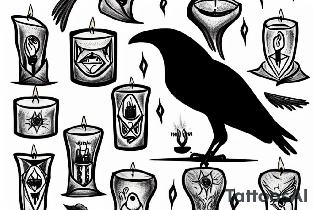crow with a candle in its claws tattoo idea
