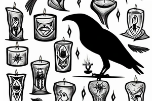 crow with a candle in its claws tattoo idea