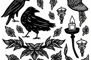 crow with a candle in its claws tattoo idea