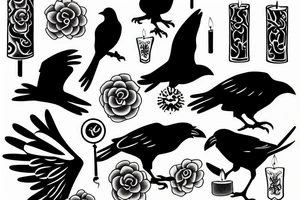 crow with a candle in its claws tattoo idea