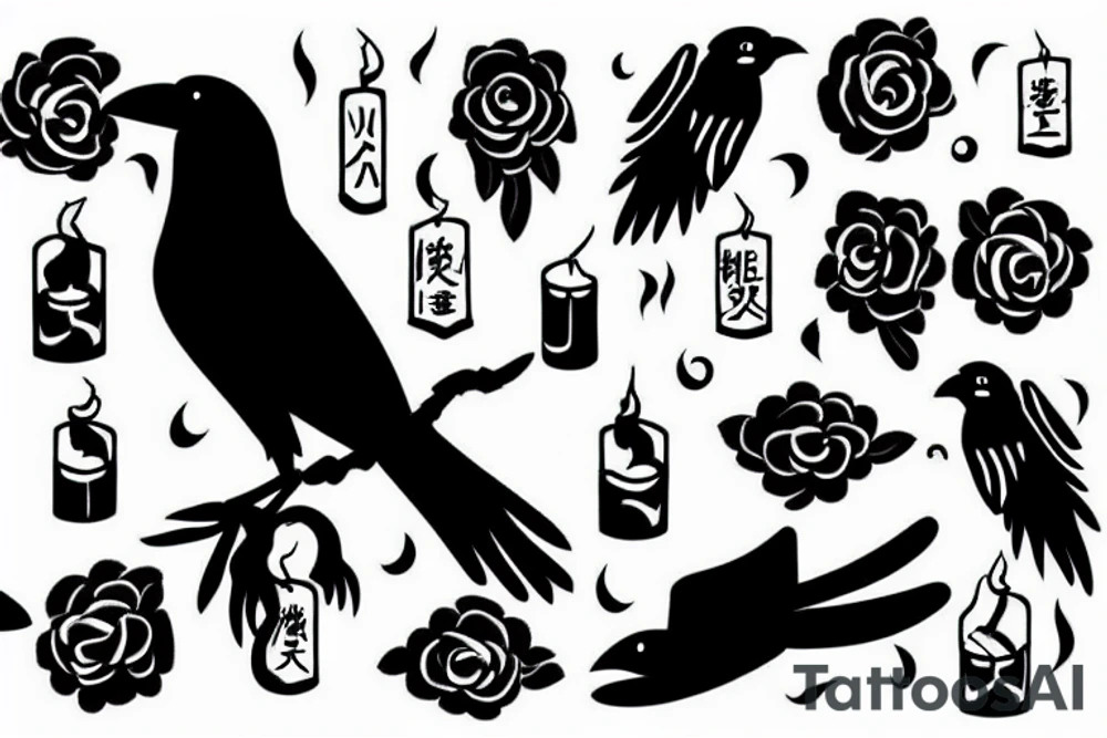 crow with a candle in its claws tattoo idea