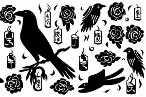 crow with a candle in its claws tattoo idea