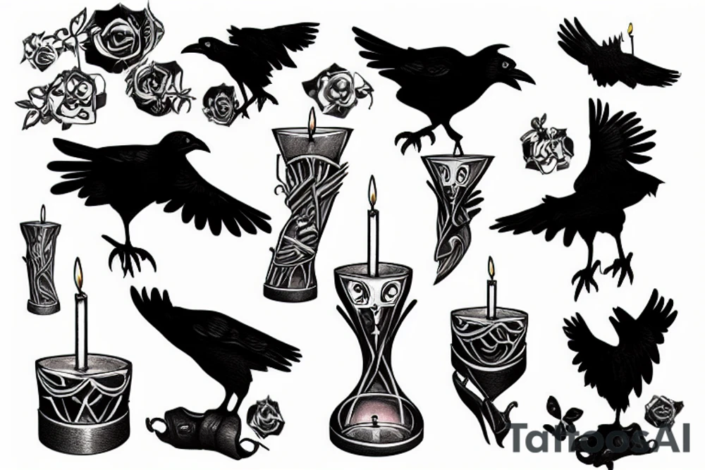 crow with a candle in its claws tattoo idea