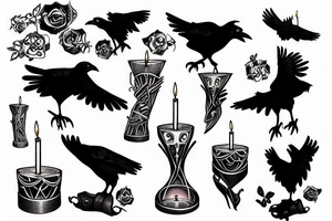 crow with a candle in its claws tattoo idea