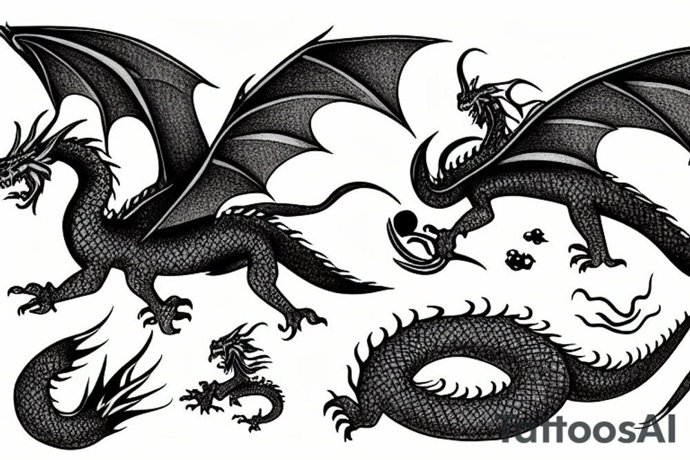 Dragon flying to the moon tattoo idea