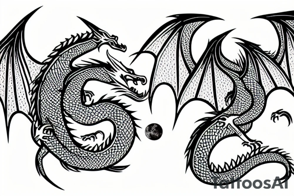 Dragon flying to the Moon tattoo idea