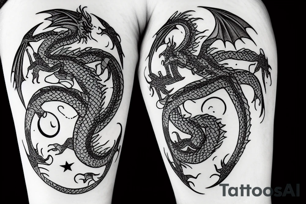 Dragon flying to the Moon tattoo idea