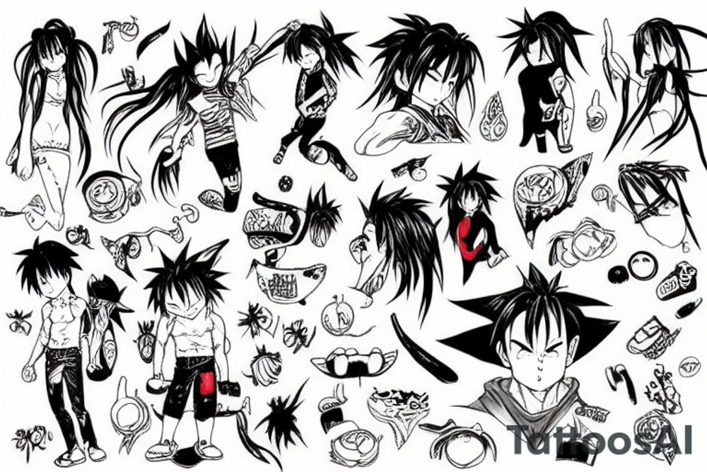 Anime style, hot peppers, tattoo idea