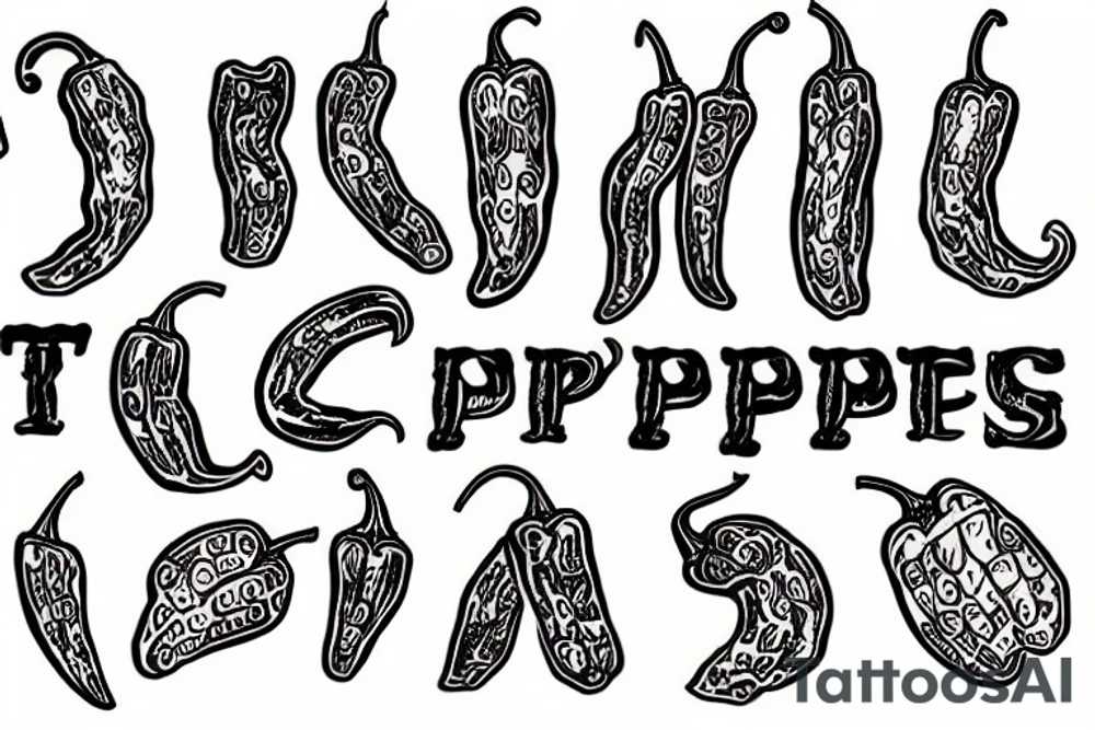 hot peppers, tatoo style, Lettering tattoo idea