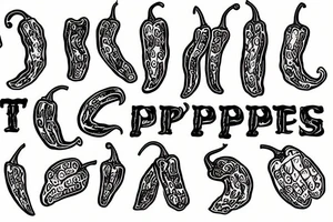hot peppers, tatoo style, Lettering tattoo idea