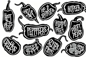 hot peppers, tatoo style, Lettering tattoo idea