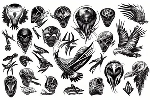 alien with eagle tattoo idea