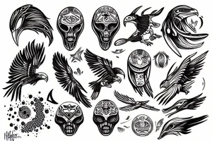 alien with eagle tattoo idea