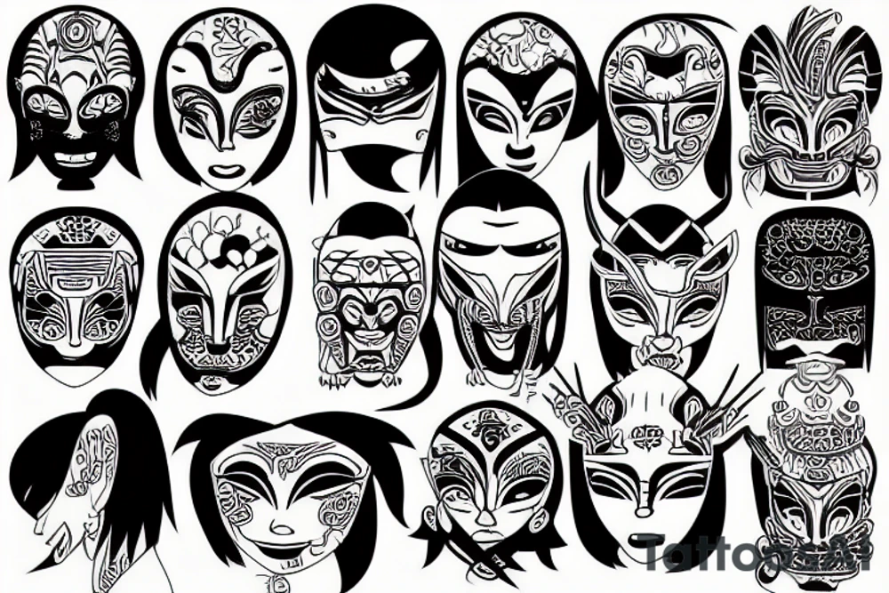 japanese hanya mask tattoo idea
