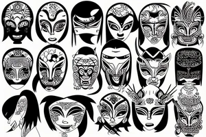 japanese hanya mask tattoo idea