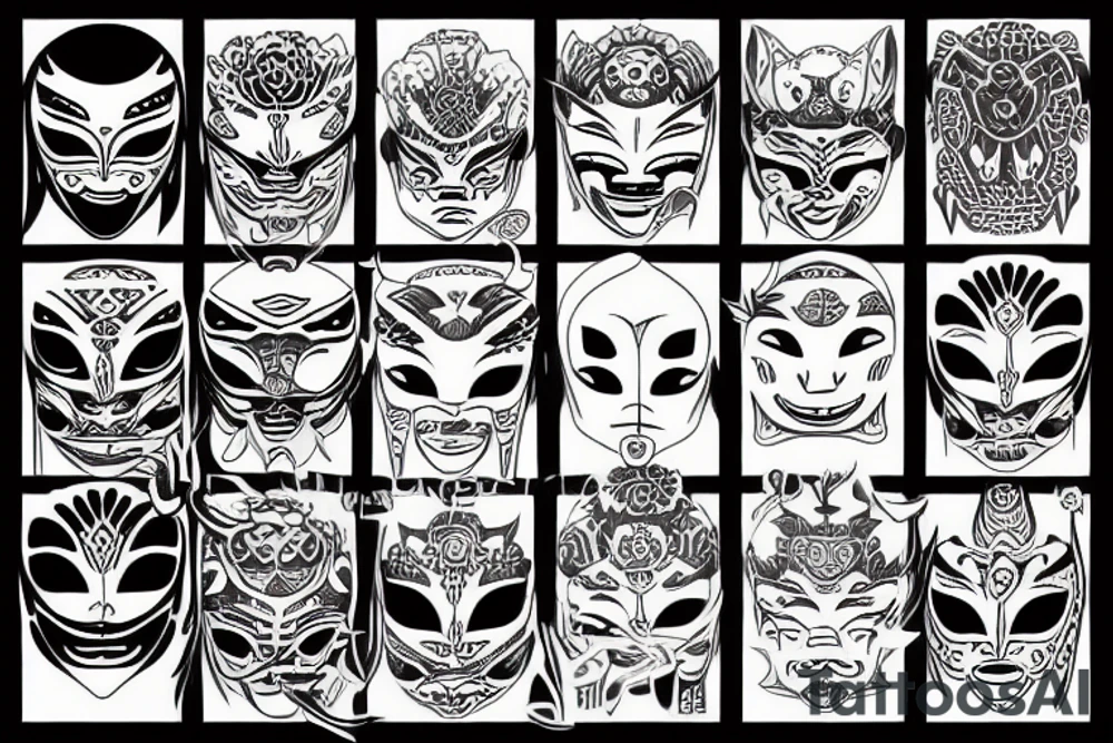 japanese hanya mask tattoo idea