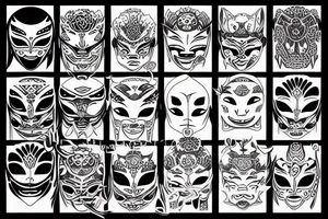 japanese hanya mask tattoo idea