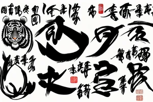 chinese year of the tiger calligraphy art tattoo idea