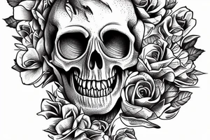 crocodile skull with flowers tattoo idea
