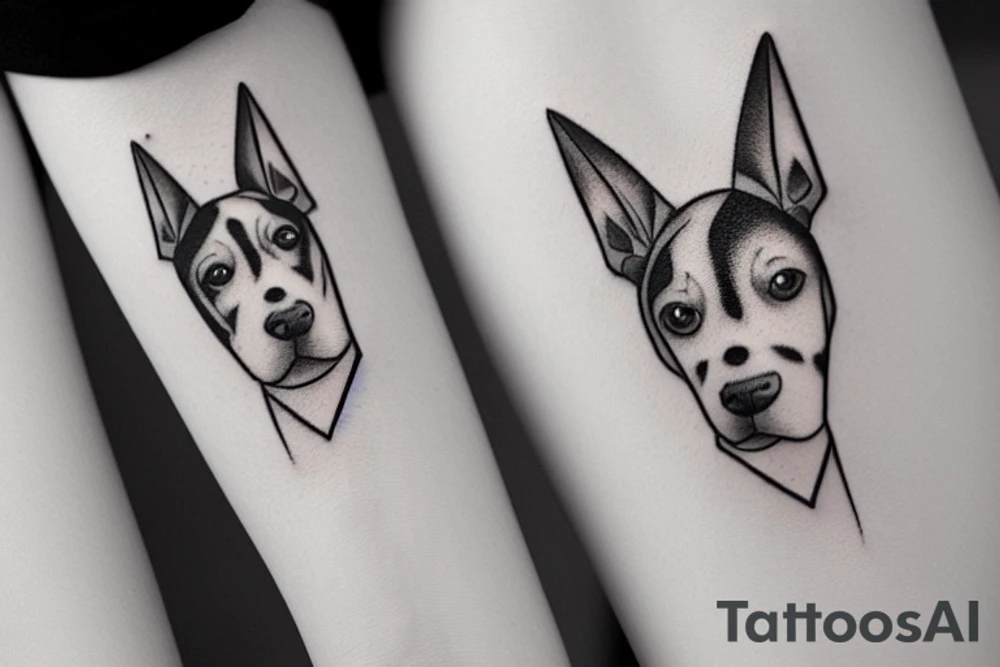 black and white dog big pointy ears tattoo idea