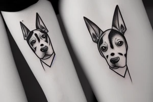black and white dog big pointy ears tattoo idea