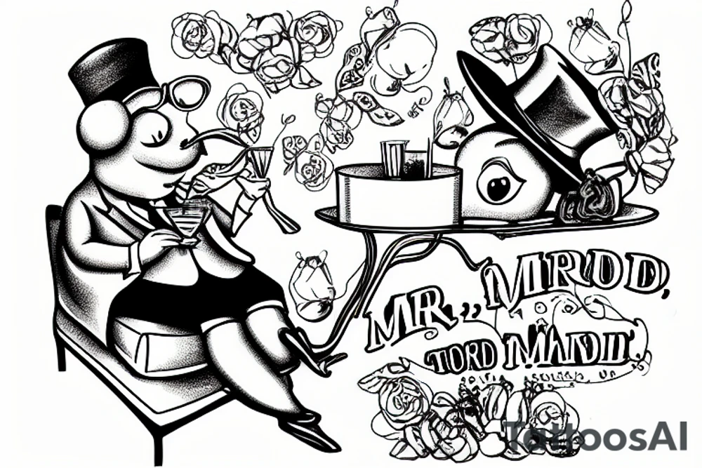 Mr. Toad drinking a martini on a couch tattoo idea