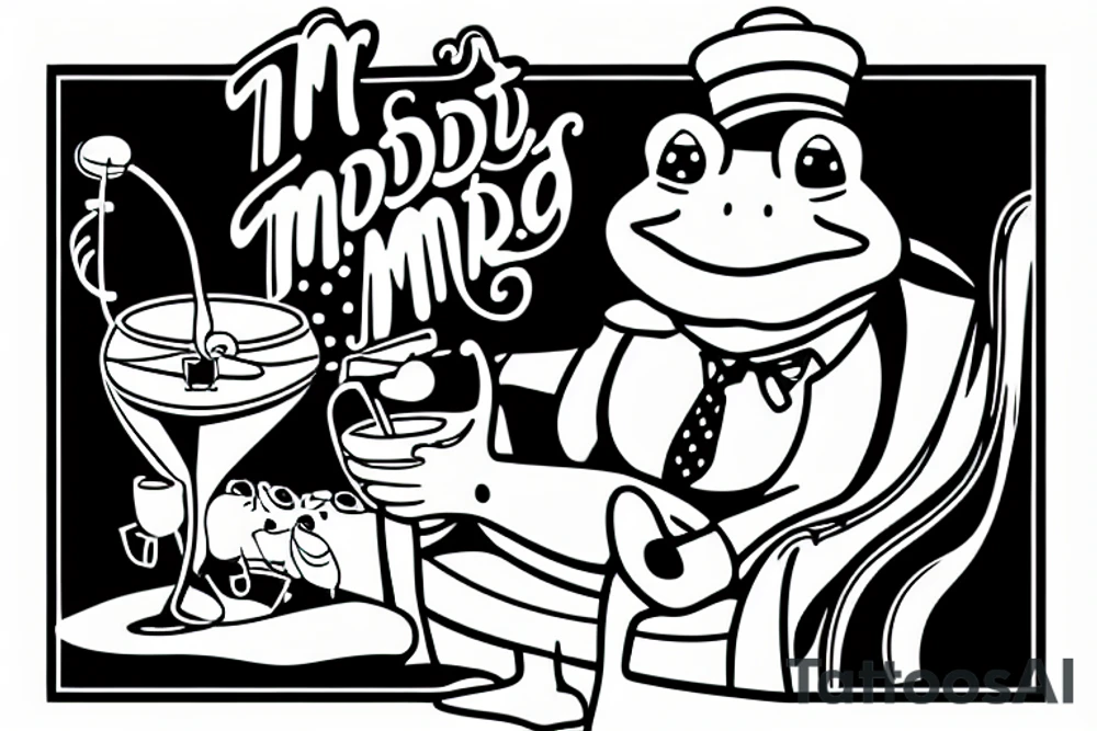 Mr. Toad drinking a martini on a couch tattoo idea