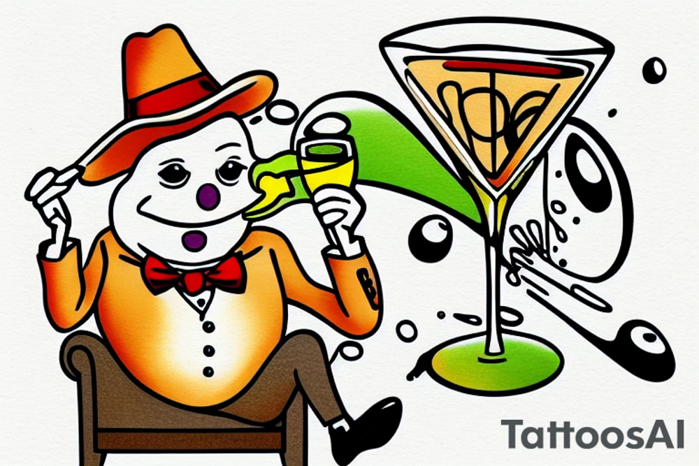 Mr. Toad drinking a martini on a couch tattoo idea