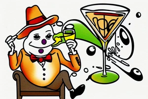 Mr. Toad drinking a martini on a couch tattoo idea