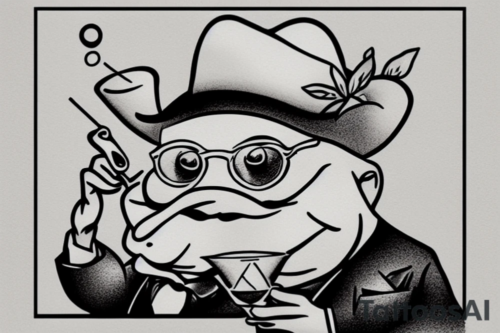 Mr. Toad drinking a martini on a couch tattoo idea
