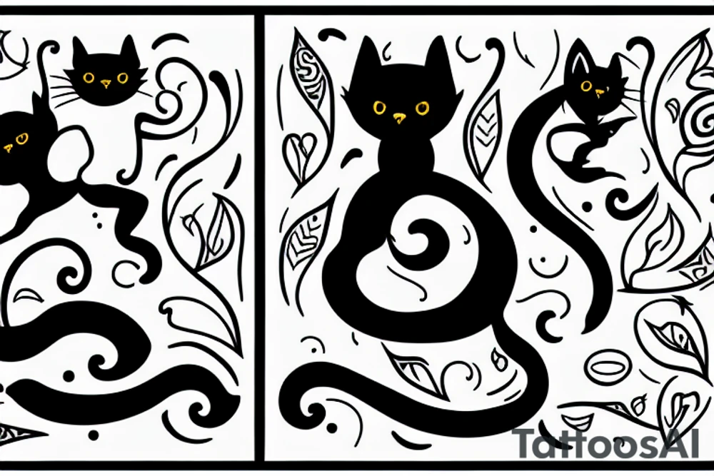 two black cats fighting tattoo idea
