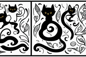 two black cats fighting tattoo idea
