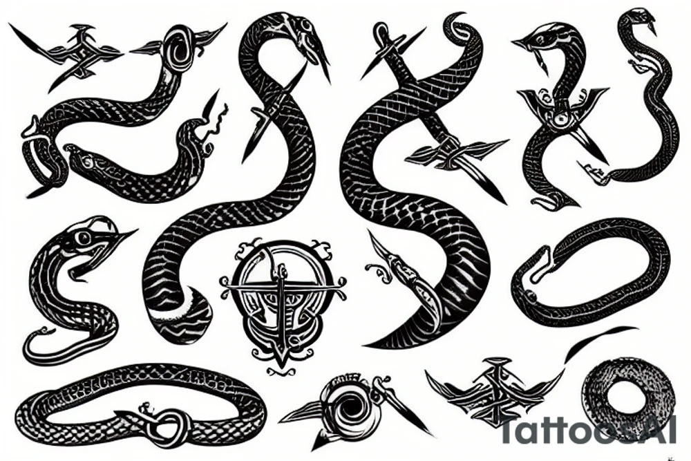 Serpent and Dagger tattoo idea