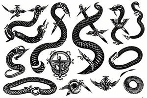 Serpent and Dagger tattoo idea