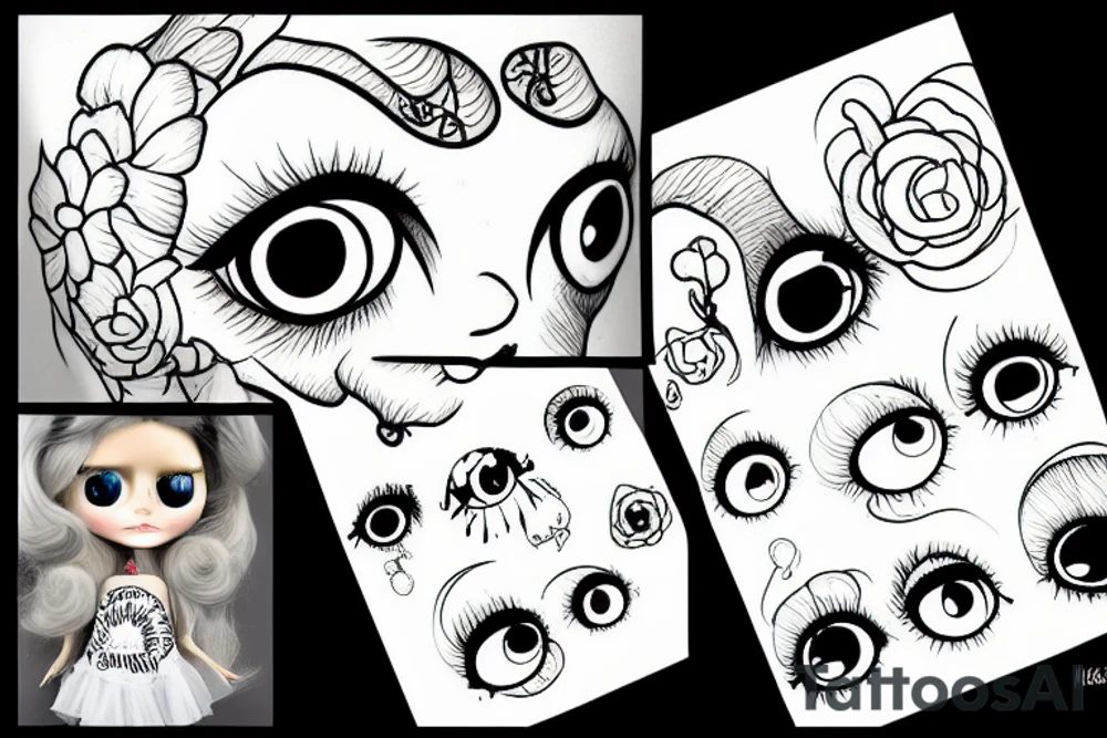 Big eyes blythe doll tattoo idea