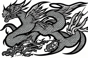A Japanese dragon fighting a flying phoenix tattoo idea