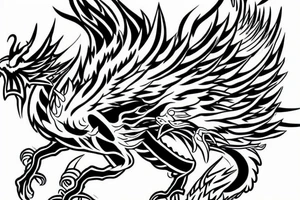 A Japanese dragon fighting a flying phoenix tattoo idea
