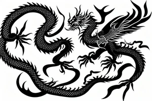 A chinese dragon fighting a flying phoenix tattoo idea