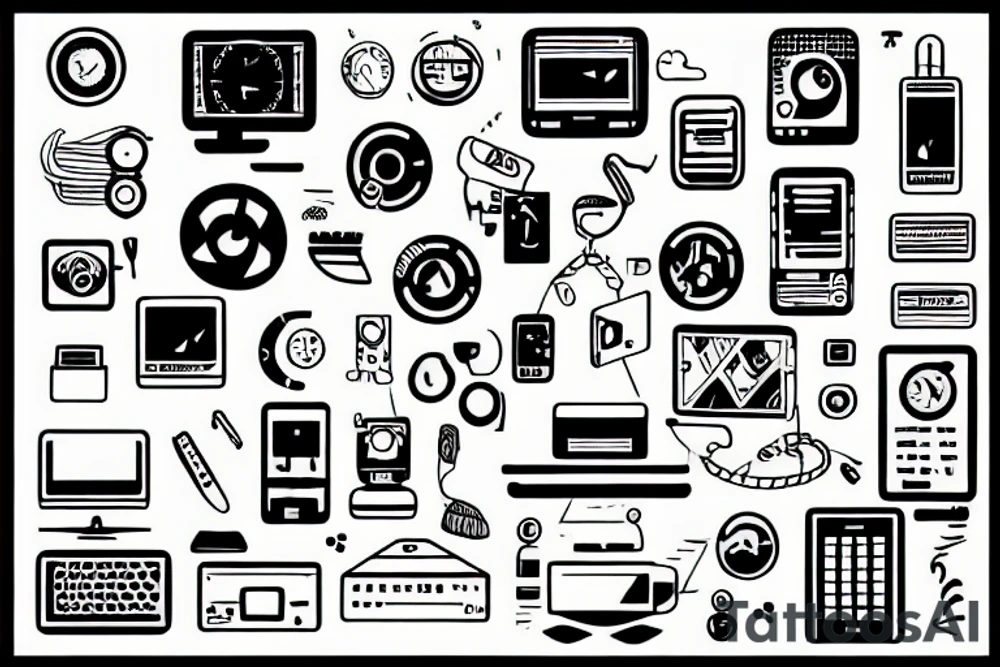 computer interface with icons tattoo idea