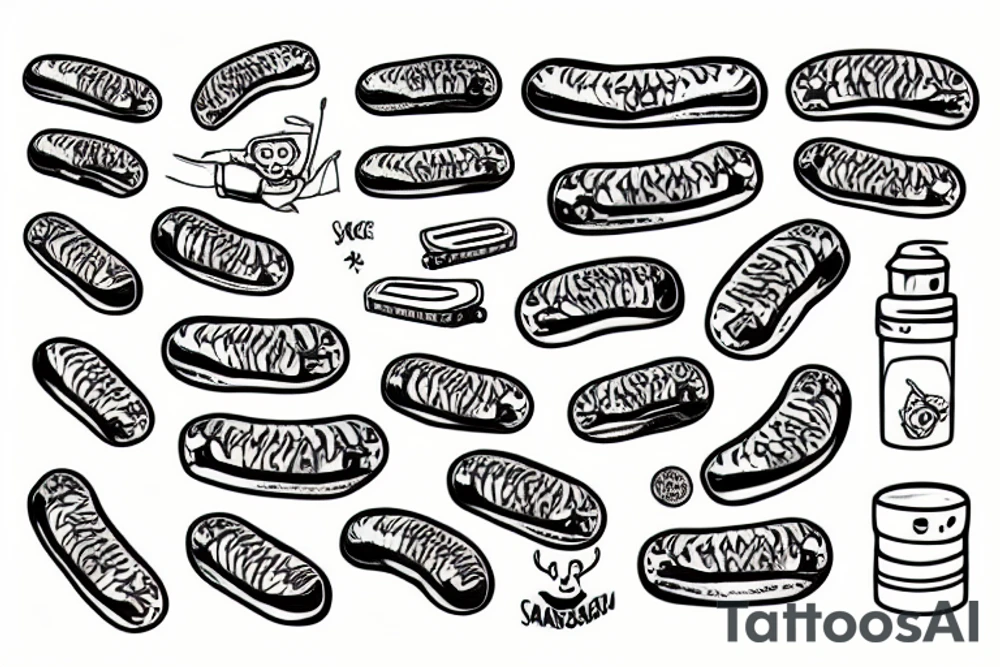 sausage on a skateboard tattoo idea