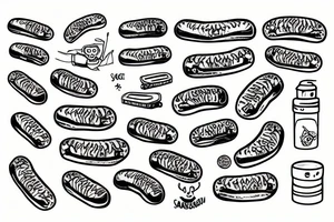 sausage on a skateboard tattoo idea