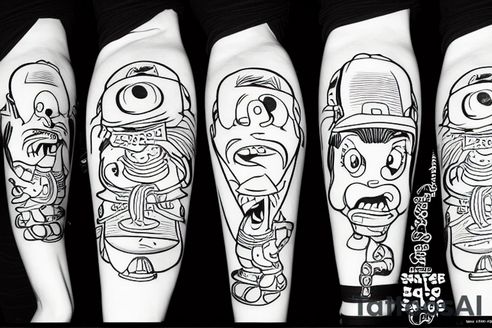 sausage on a skateboard tattoo idea
