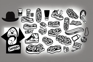 sausage on a skateboard tattoo idea