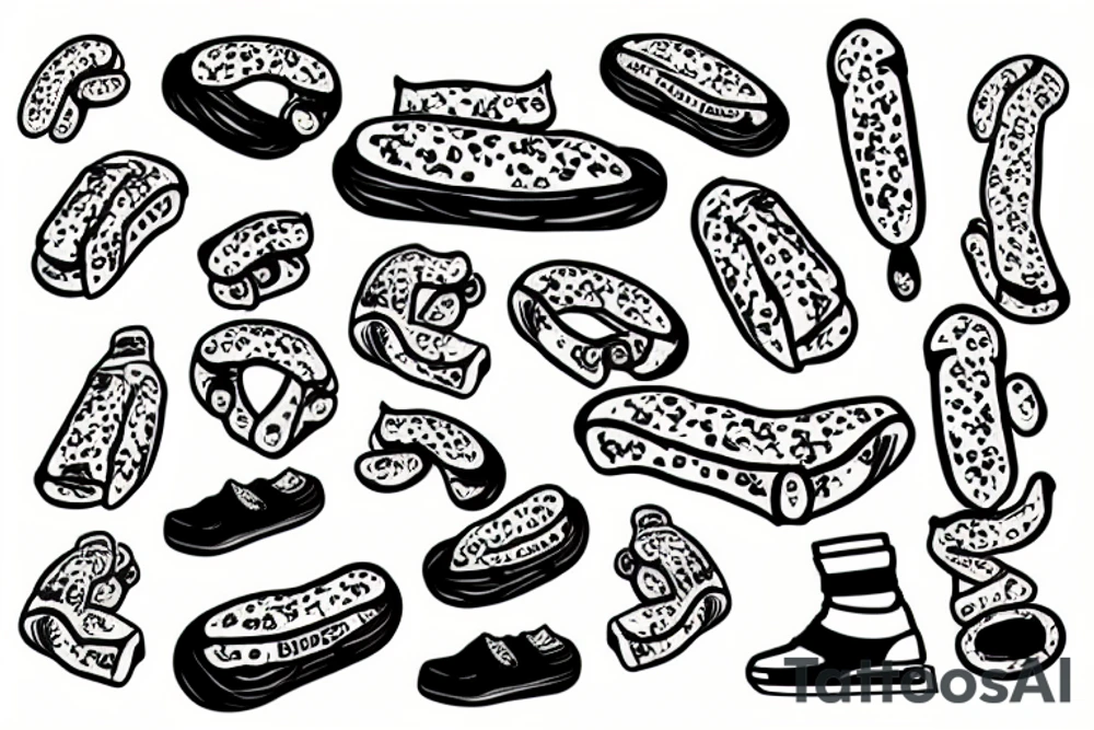 sausage on a skateboard tattoo idea