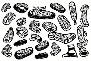 sausage on a skateboard tattoo idea