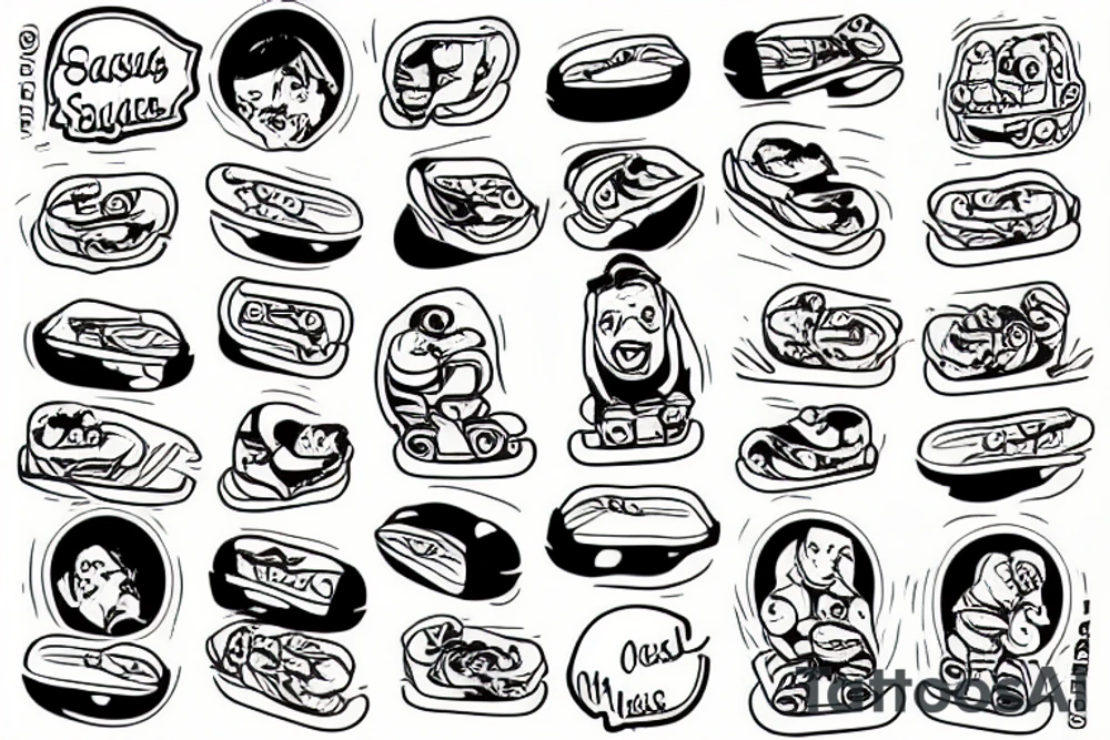 sausage on a skateboard tattoo idea