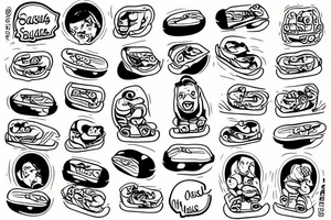 sausage on a skateboard tattoo idea