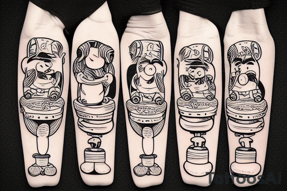 sausage on a skateboard tattoo idea
