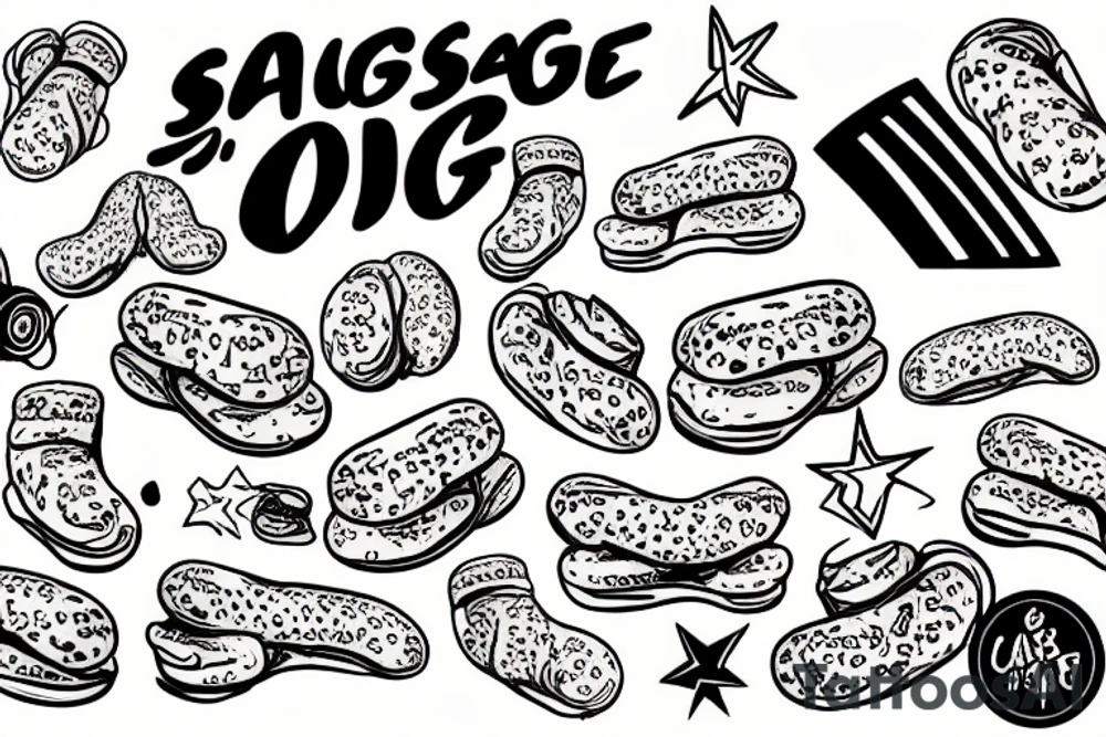 sausage on a skateboard tattoo idea