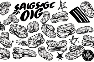 sausage on a skateboard tattoo idea